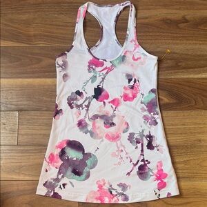 Lululemon Athletica Floral Tank Top - Pink Purple White Gym Exercise